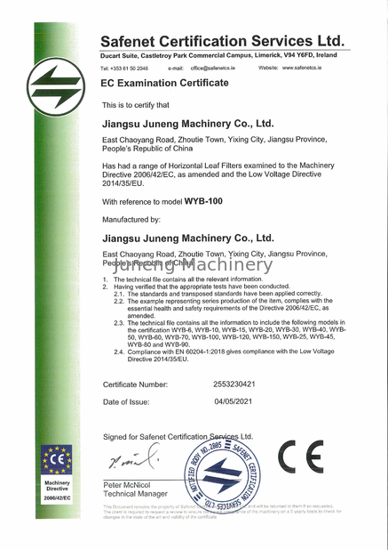 الصين Juneng Machinery (China) Co., Ltd. الشهادات